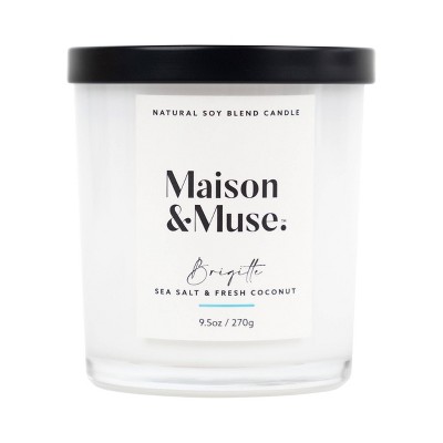 Maison&Muse Glass Premium Scented Candle - Brigitte Fresh Coconut & Sea Salt - 9.5oz