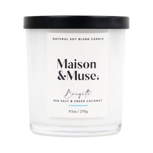 Maison&Muse Glass Premium Scented Candle - Brigitte Fresh Coconut & Sea Salt - 9.5oz - 1 of 4