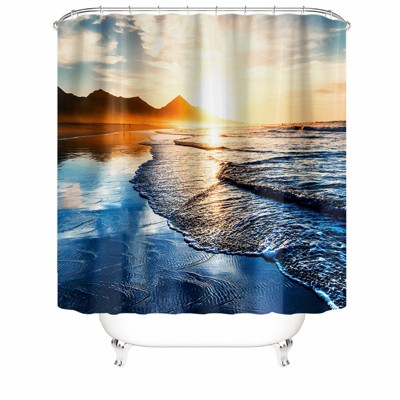 Tidal Scene Shower Curtains for Bathroom Waterproof Fabric Bath Curtain Durable Soft Stylish Bathroom Decor 72x72 Inch