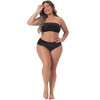 Agnes Orinda Women's Plus Size Two-Piece Bandeau Bikini Velvet Leopard Bikini Sets - 3 of 4