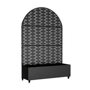 Lirago Metal Planter Box privacy screen Garden Bed with Trellis and Wheels-Black-6 ft.Hx4 ft.W - 1 of 4