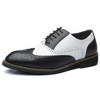 Santimon Mens Lace Up Dress Shoes Modern Formal Business Wingtip Oxford Derby Black & White - 3 of 4