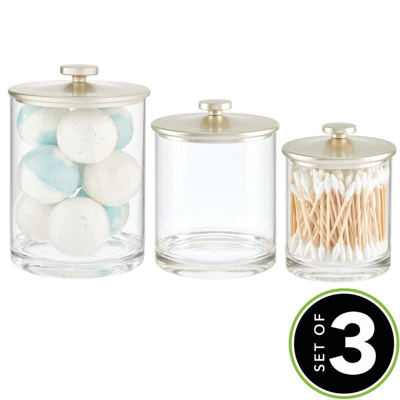 mDesign Plastic Apothecary Canister Jar Organizer - Set of 3, 2 of 8