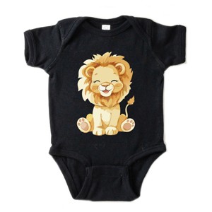 The Juniper Shop Watercolor Lion Baby Short Sleeve Bodysuit - 18M - Black - 1 of 4