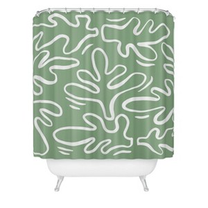 Deny Designs Alilscribble Abstract Shower Curtain Green - 1 of 3