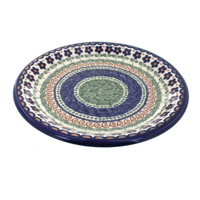 Blue Rose Polish Pottery Aztec Flower Dinner Plate