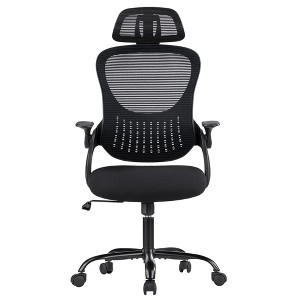 Grungis Mesh High Back Office Chair with  Headrest and Flip-up Armrests,Ergonomic Computer Chair with Wheels for Adult,Student - 1 of 4