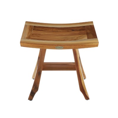 20" Teak Wood Adjustable Shower Bench with Safety Features