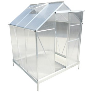 Gulches 6x6x7 Feet Polycarbonate Greenhouse Heavy Duty Aluminum Walk in Kit with Rain Gutter Vent Door Steel Base Backyard Garden - 1 of 4