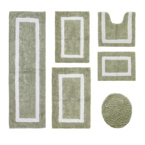 Hotel Bath Rug 100% Premium Cotton Tufted Weave Two Tone Reversible 6 Piece Bathroom Rug Set, Super Soft & Water Absorbent, Machine Washable Bathmat - 1 of 4
