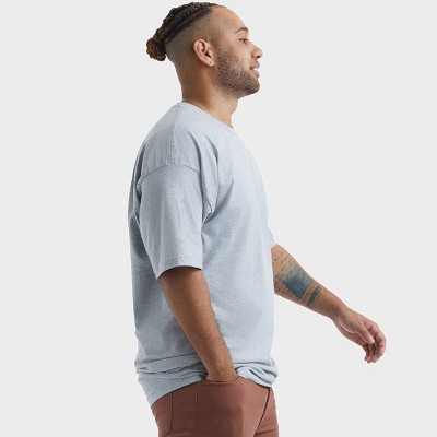 Мужские футболки Hanes Men's Tall Beefy-T® LT-4XLT Short Sleeve Crewneck T-Shirt, 2-Pack Light Steel LT — фото 4