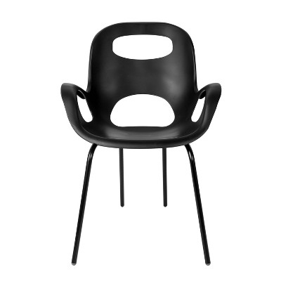 Matte Black Steel Cut-Out Outdoor Dining Chair