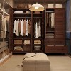 Acekool 72" Wooden Armoire Wardrobe Closet with 2 Doors, 2 Drawers & Adjustable Shelf, Tall Bedroom Cabinet with Hanging Rod, Rustic White - 4 of 4