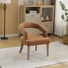 Modern Barrel Upholstered Accent Chair,Dining Chair with Solid Wood Legs,Open Back Arm Chairs for Dining Room,Living Room-Coolbibila - 2 of 4