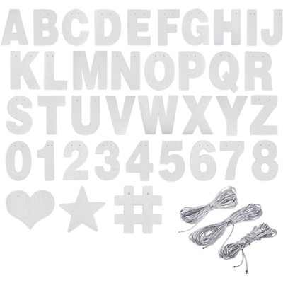 Bright Creations 130 Piece DIY Silver Glitter Customizable Banner Kit with Letters, Numbers, and Symbols