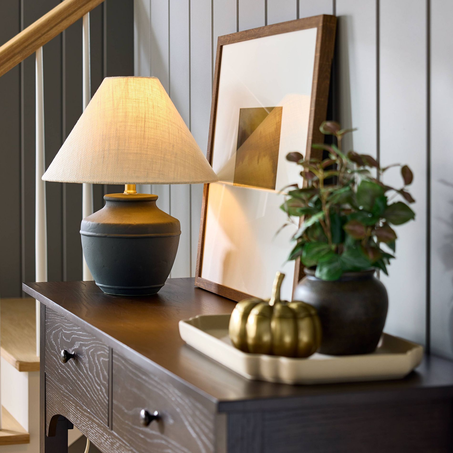 Burlap Tapered Lamp Shade Brown - Threshold™ designed with Studio McGee