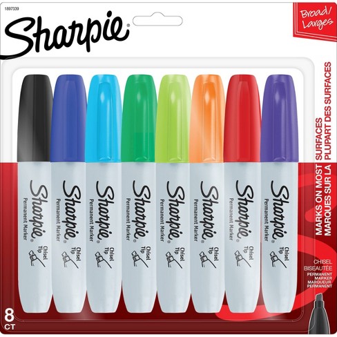 Sharpie 8pk Permanent Markers Chisel Tip Multicolored : Target