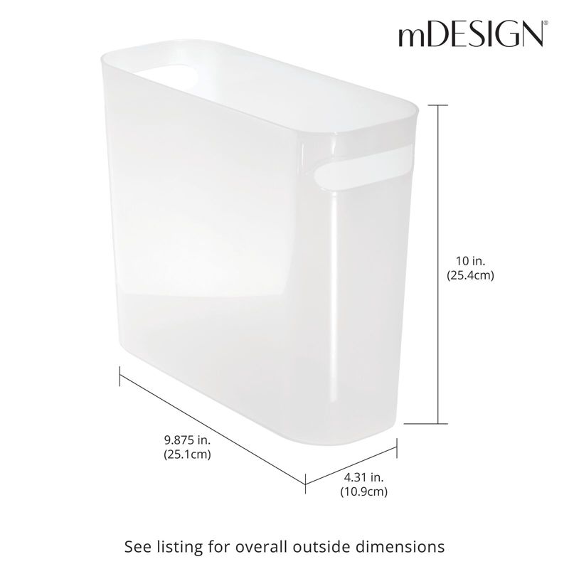 mDesign Plastic Small 1.5 Gal./5.7 Liter Trash Can with Built-In Handles, 3 of 5