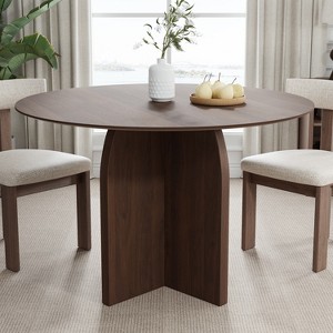 SpassWay 30"H Round Wood Dining Table Kitchen Table Conference Table with Criss Cross Legs - 1 of 4