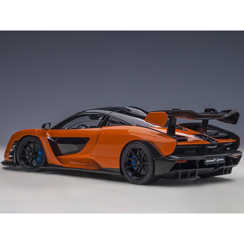 McLaren Senna Trophy Mira Orange and Black with Carbon Accents 1/18 Model Car by Autoart, 5 of 7