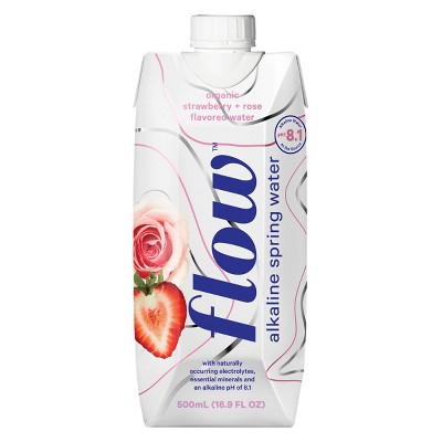 Flow Organic Strawberry & Rose Alkaline Spring Water - 16.9 fl oz Bottle