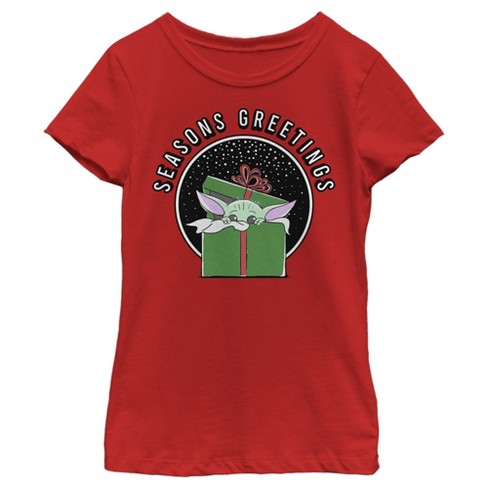 Girl's Star Wars: The Mandalorian Grogu Seasons Greetings T-Shirt - image 1 of 4