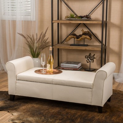 Sapphtopaz Modern Storage Ottoman Bedside Bench with Armrests and Button-Tufted Stitching Upholstered Foot Stool for Bedroom, Entryway