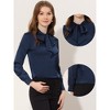 INSPIRE CHIC Women's Satin Bow Tie Neck Solid Work Office Blouse - 2 of 4
