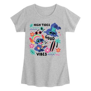 Girls' - Disney - High Tides And Good Vibes- Youth Girls Short Sleeve T-Shirt Fitted Short Sleeve Graphic T-Shirt - 1 of 3