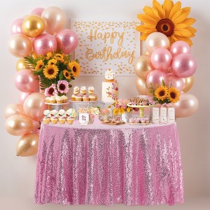 Unique Bargains Polyester Sequin Dining Room Parties Dances Round Tablecloth 1 Pc - 1 of 4