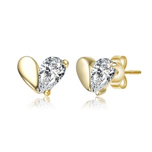 Guili Toddler Kids Sterling Silver 14K Gold Plated CZ Screw Back Heart Earrings, Safe & Stylish for Everyday Wear & Special Occasions - 1 of 3