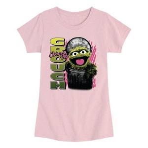Girls' - Sesame Street - Oscar the Grouch Fitted Short Sleeve Graphic T-Shirt - 1 of 4