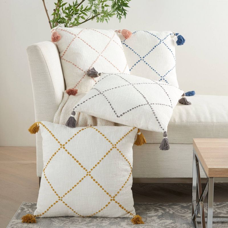 20"x20" Oversize Life Styles Braided Lattice Square Throw Pillow with Tassels - Mina Victory, 5 of 8