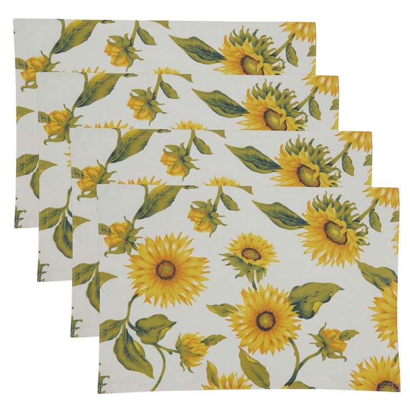 Saro Lifestyle Sunflower Placemat, 13"x19" Oblong, Yellow (Set of 4), 2 of 5