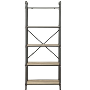 TiramisuBest Industrial 5-Shelf Bookcase - 53" Tall Floor Standing Open Bookshelf for Home Office, Living Room, and Bedroom Storage, Brown - 1 of 4