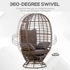 Wicker Egg Chair, 360 Rotating Indoor Outdoor Boho Basket Seat with Cushion and Pillows for Backyard, Porch, Patio, Garden, Steel Frame - 4 of 4