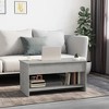 vidaXL Modern Coffee Table with Storage - Engineered Wood - Concrete Gray Finish - Rectangular Shape - Home Furniture - 40.2"x19.7"x20.7" Dimensions - 2 of 4