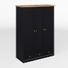 Chery Life 70.1" Tall 3 Doors Armoire Wardrobe Closet with 2 Drawers, Wooden Wardrobe Cabinet with Hanging Rail and Shelve for Bedroom, Black - 3 of 4