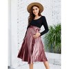 Maternity Dress Women's High Waist Floral Print Pleated Maxi Skirt Casual Flowy Swing A Line Long Skirts - 3 of 4