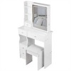PAGED Vanity Tables and Stool Set with A 29.2" Small Left-Drawer Dressing Table and Oversized Touch-Sensitive Sliding LED Mirror - 2 of 4