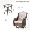 YARDSIGHT 2-Piece Outdoor Wicker Swivel Glider Chair Set with Red Cushions and Glass Table for Patio or Garden - 3 of 4