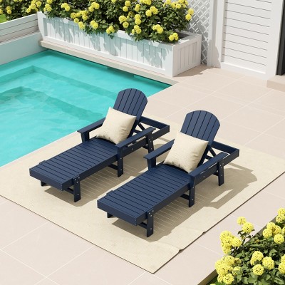 WestinTrends Dylan 2 Piece Adirondack Poly Reclining Chaise Lounge With Arms