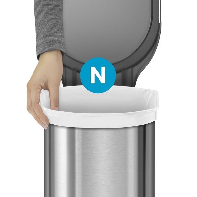 Slim 45L Brushed Stainless Steel Step Trash Can with Plastic Lid