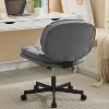 Armless-Office Desk Chair with Wheels, PU Leather Cross Legged Wide Chair, Comfortable Adjustable Swivel Task Chairs for Home Office-The Pop Home - 3 of 4