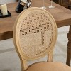 SEVOBAL Dining Chairs Set of 2 French Style Solid Wood Frame with Antique Finish Linen Fabric and Rattan Backrest, Brown, 23.4"*19.3"*37.4" - 2 of 4