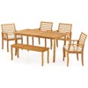 Costway 6 PSC Patio Dining Set Acacia Wood Table and Bench Chairs with 1.97” Umbrella Hole - 2 of 4