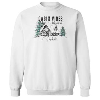 Rerun Island Men's Christmas Cabin Vibes Long Sleeve Graphic Cotton Sweatshirt