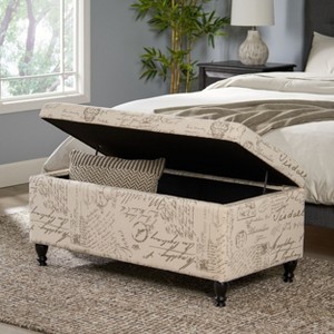 NicBex Velvet Storage Ottoman Bench,Upholstered Storage Ottoman with Firm Turned Wood Legs,Modern Storage Bench for Living Room,Bedroom - 1 of 4