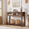 Console desk with 2 glass drawers,2-story entrance desk with storage rack,hallway and living room sofa table - 3 of 4