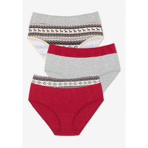 Comfort Choice Plus Size Full Coverage Stretch Cotton Color Block Brief 3-Pack - 1 of 4